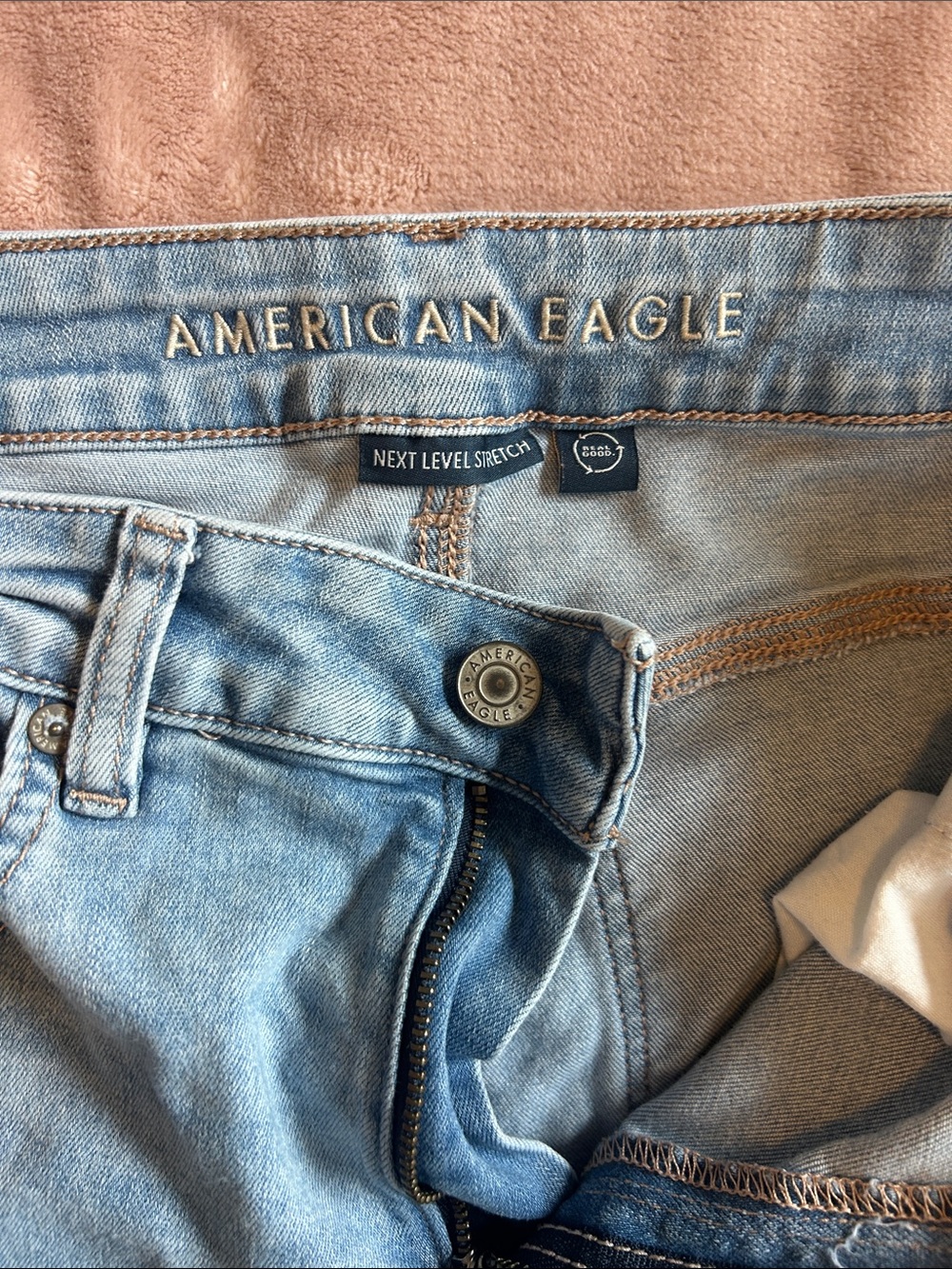 American Eagle Outfitters Light Blue Distressed Flare Jeans - Picture 2 of 5